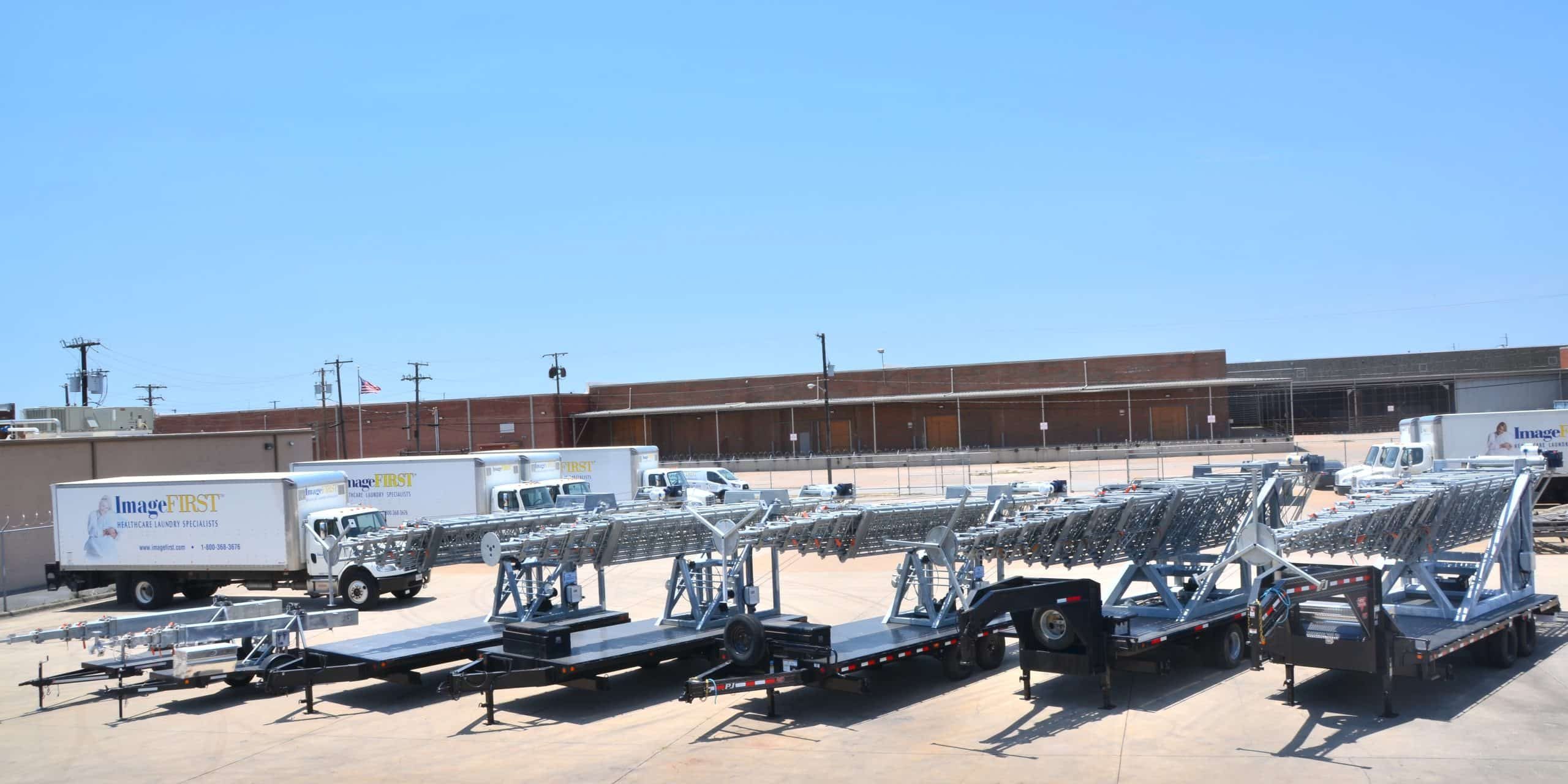 Trailer-mounted mobile tower rental from Solaris Technologies Services deployed in a remote location for emergency communication support.