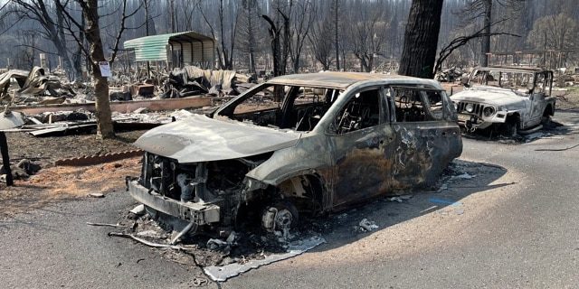 Mobile emergency communications tower deployed after a natural disaster.
