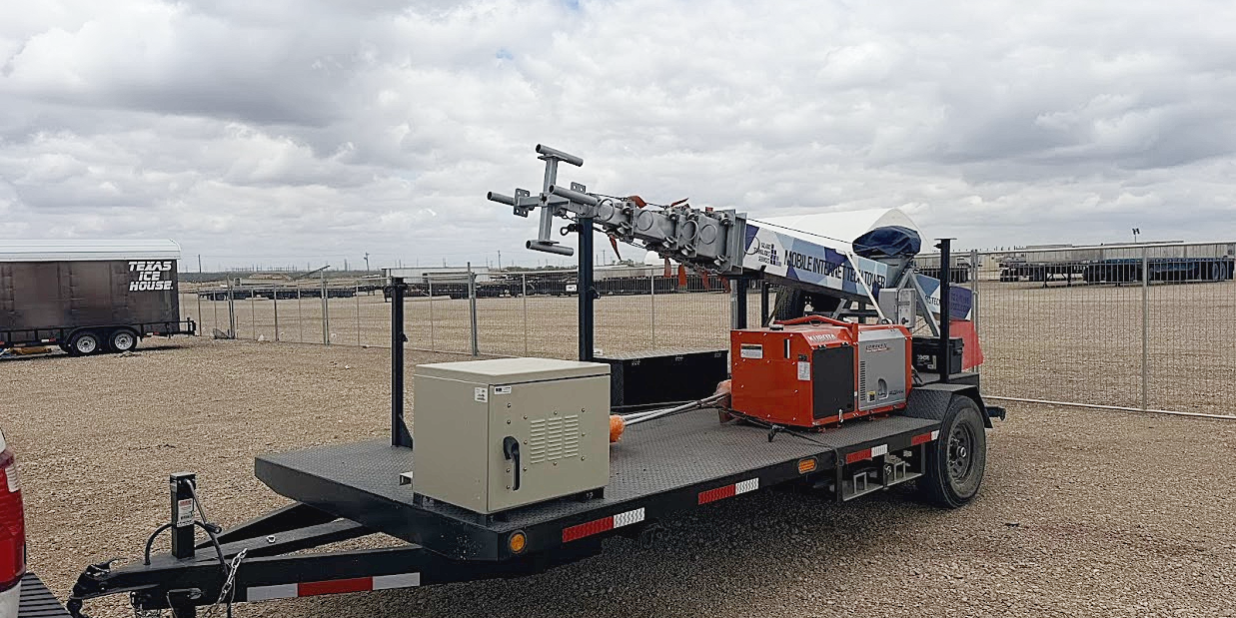 Mobile Mini Photo Rapid deploy mobile tower rental from Solaris Technologies Services installed at a remote site, providing temporary wireless coverage.