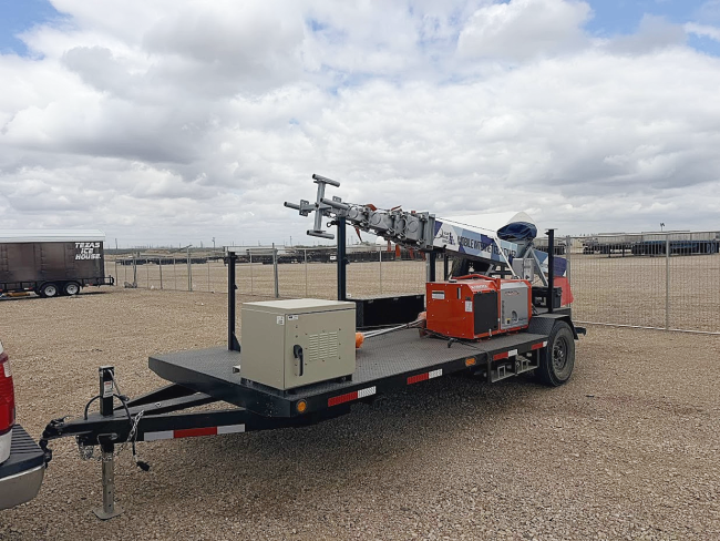 Mobile Mini Photo Rapid deploy mobile tower rental from Solaris Technologies Services installed at a remote site, providing temporary wireless coverage.
